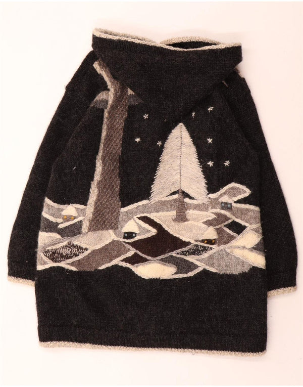 DOBRILA Womens Oversized Cardigan Sweater UK 16 Large Grey Novelty