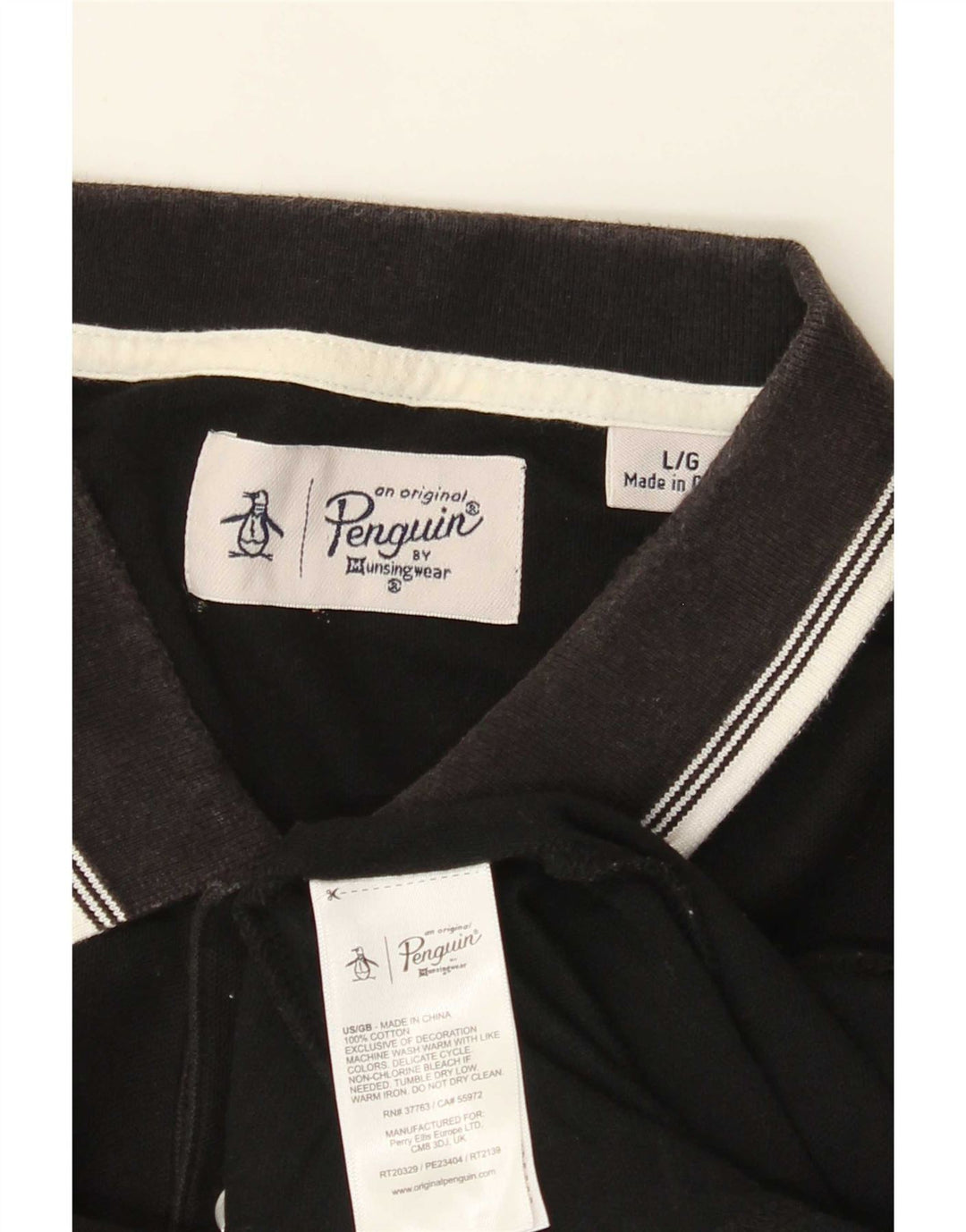 Penguin Mens Polo Shirt Large Black Cotton