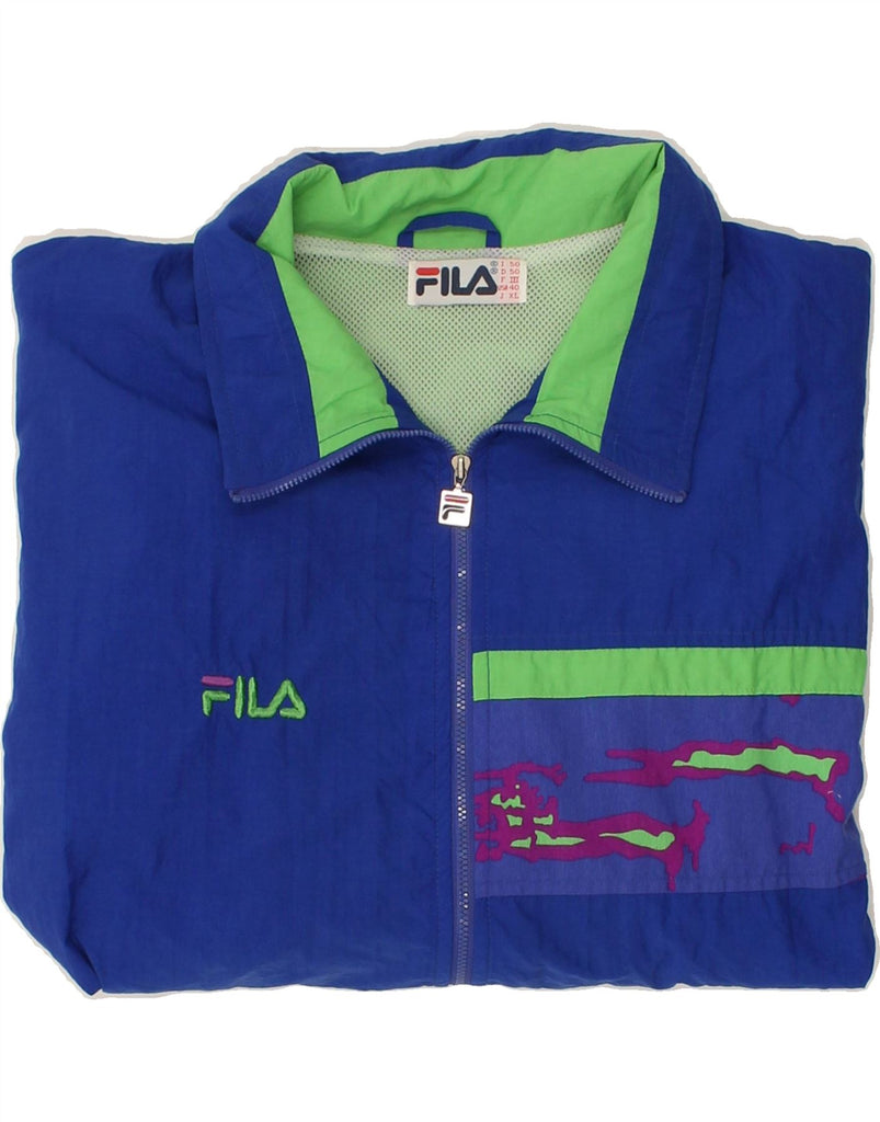 FILA Mens Tracksuit Top Jacket IT 50 Large Blue Colourblock Polyamide | Vintage Fila | Thrift | Second-Hand Fila | Used Clothing | Messina Hembry 