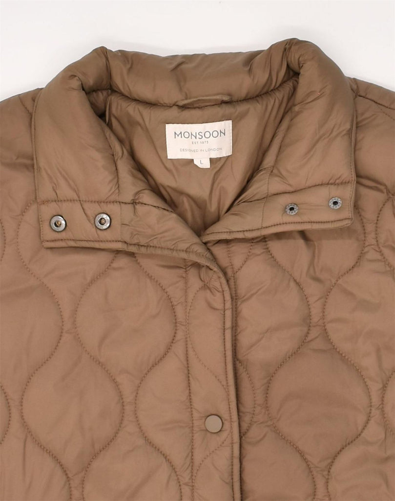 MONSOON Womens Quilted Jacket UK 16 Large Brown Nylon | Vintage Monsoon | Thrift | Second-Hand Monsoon | Used Clothing | Messina Hembry 