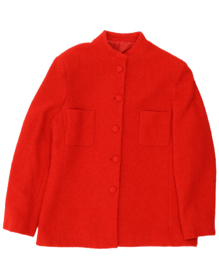 VINTAGE Womens 5 Button Blazer Jacket UK 14 Large Red Wool