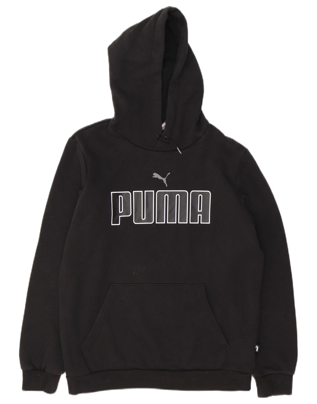 Puma Mens Graphic Hoodie Jumper Small Black Cotton