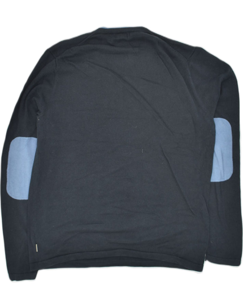 MICHAEL KORS Mens V-Neck Jumper Sweater Large Navy Blue Silk | Vintage Michael Kors | Thrift | Second-Hand Michael Kors | Used Clothing | Messina Hembry 