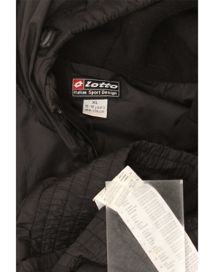 Lotto Boys Graphic Hooded Windbreaker Jacket 15-16 Years XL Black Polyester