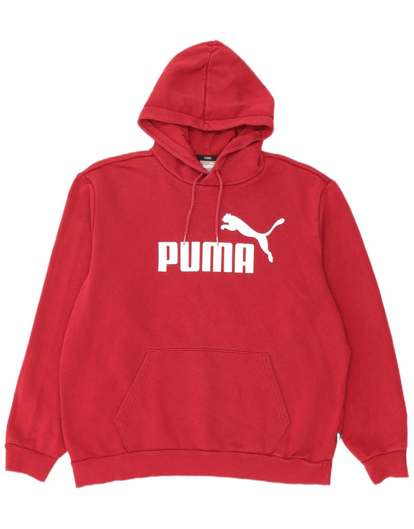Puma Mens Graphic Hoodie Jumper Large Burgundy Cotton