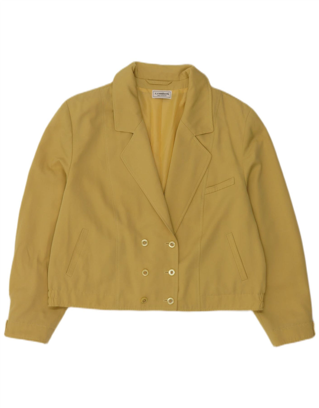 Carlo Comberti Womens Double Breasted Bomber Jacket IT 44 Medium Yellow