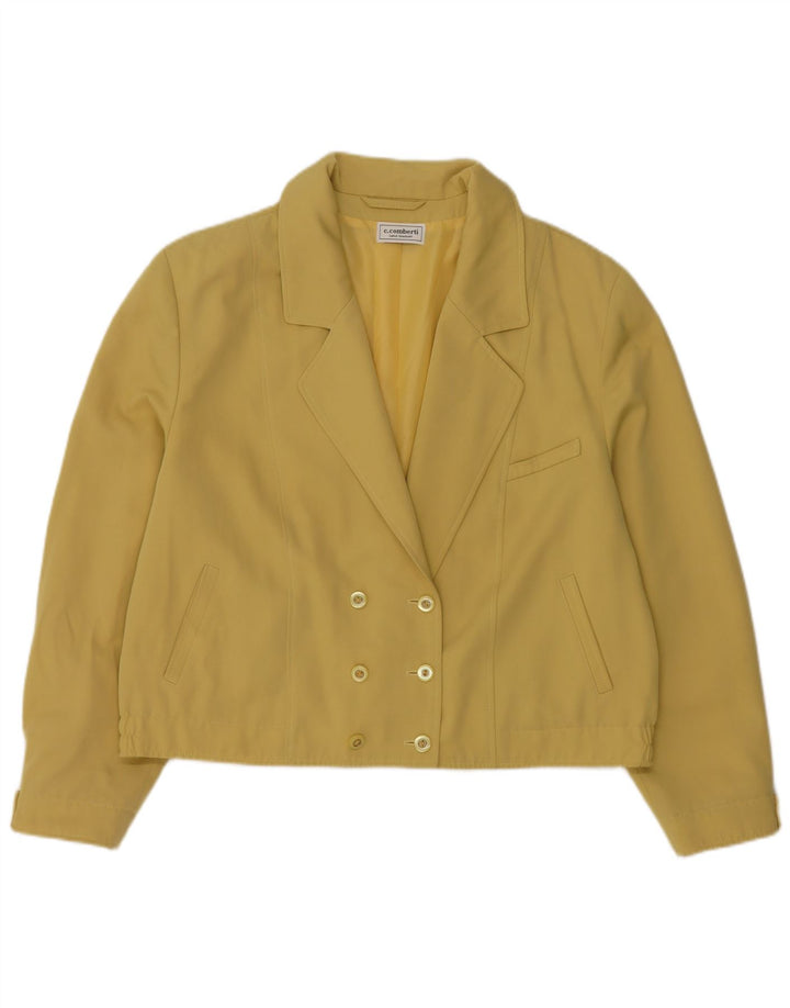 Carlo Comberti Womens Double Breasted Bomber Jacket IT 44 Medium Yellow