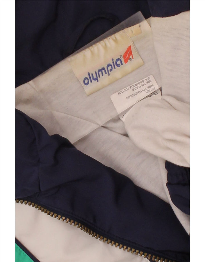 OLYMPIA Mens Tracksuit Top Jacket Large Navy Blue Colourblock Polyester Vintage Olympia and Second-Hand Olympia from Messina Hembry 
