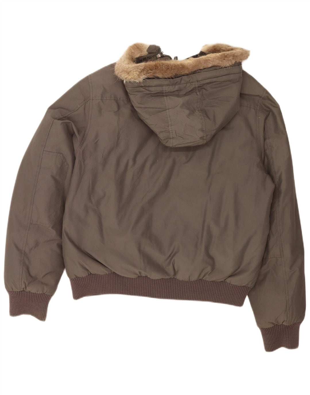 Woolrich Mens Hooded Padded Bomber Jacket UK 40 Large Grey Cotton