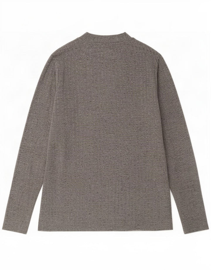 Marks & Spencer Womens Top Long Sleeve UK 14 Large Grey Flecked Polyester