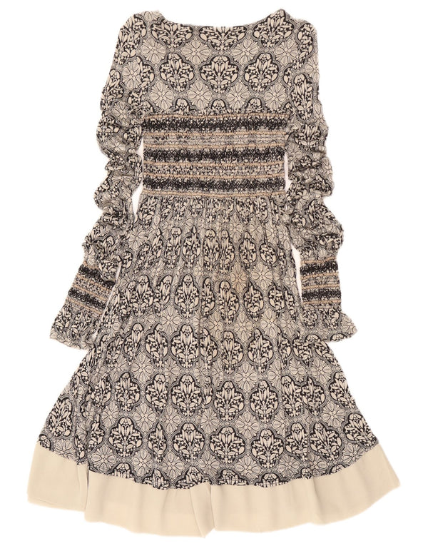 Guess Womens Long Sleeve A-Line Dress UK 10 Small Black Ikat