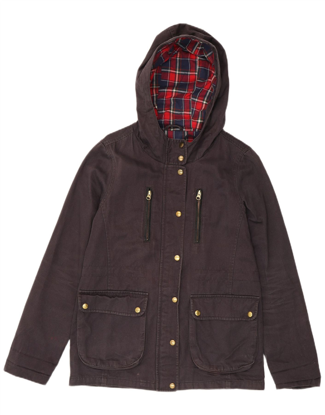 Topshop Womens Hooded Utility Jacket UK 10 Small  Black Cotton