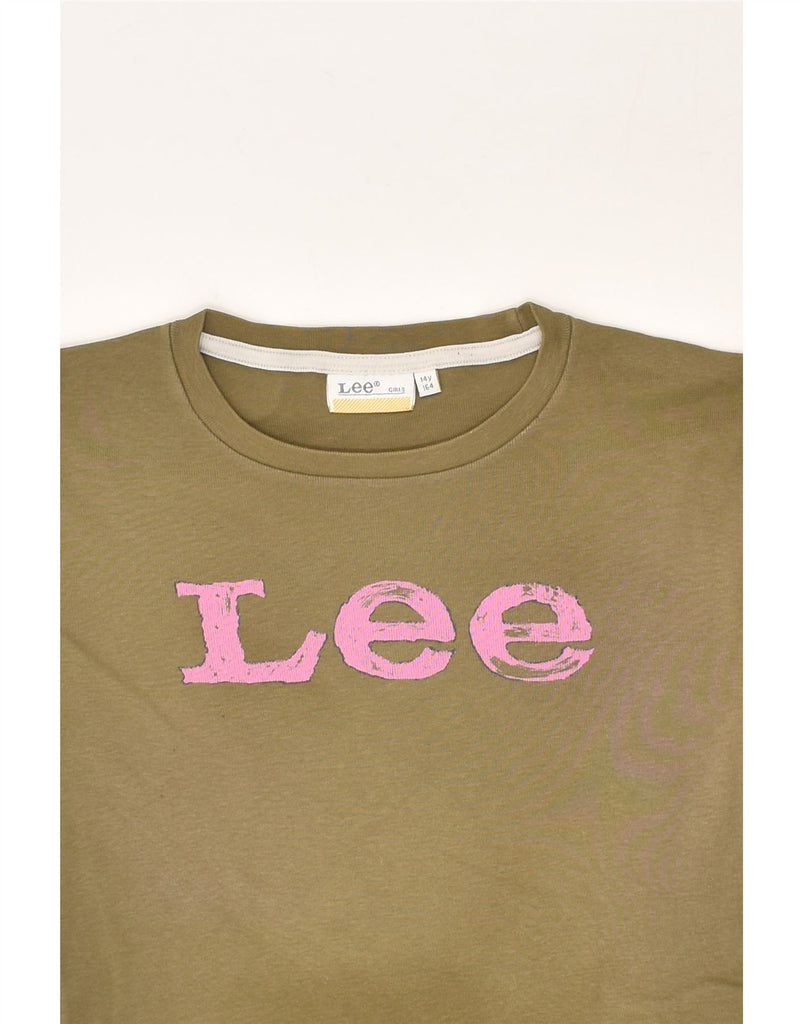 LEE Girls Graphic Top Long Sleeve 13-14 Years Brown Cotton | Vintage Lee | Thrift | Second-Hand Lee | Used Clothing | Messina Hembry 