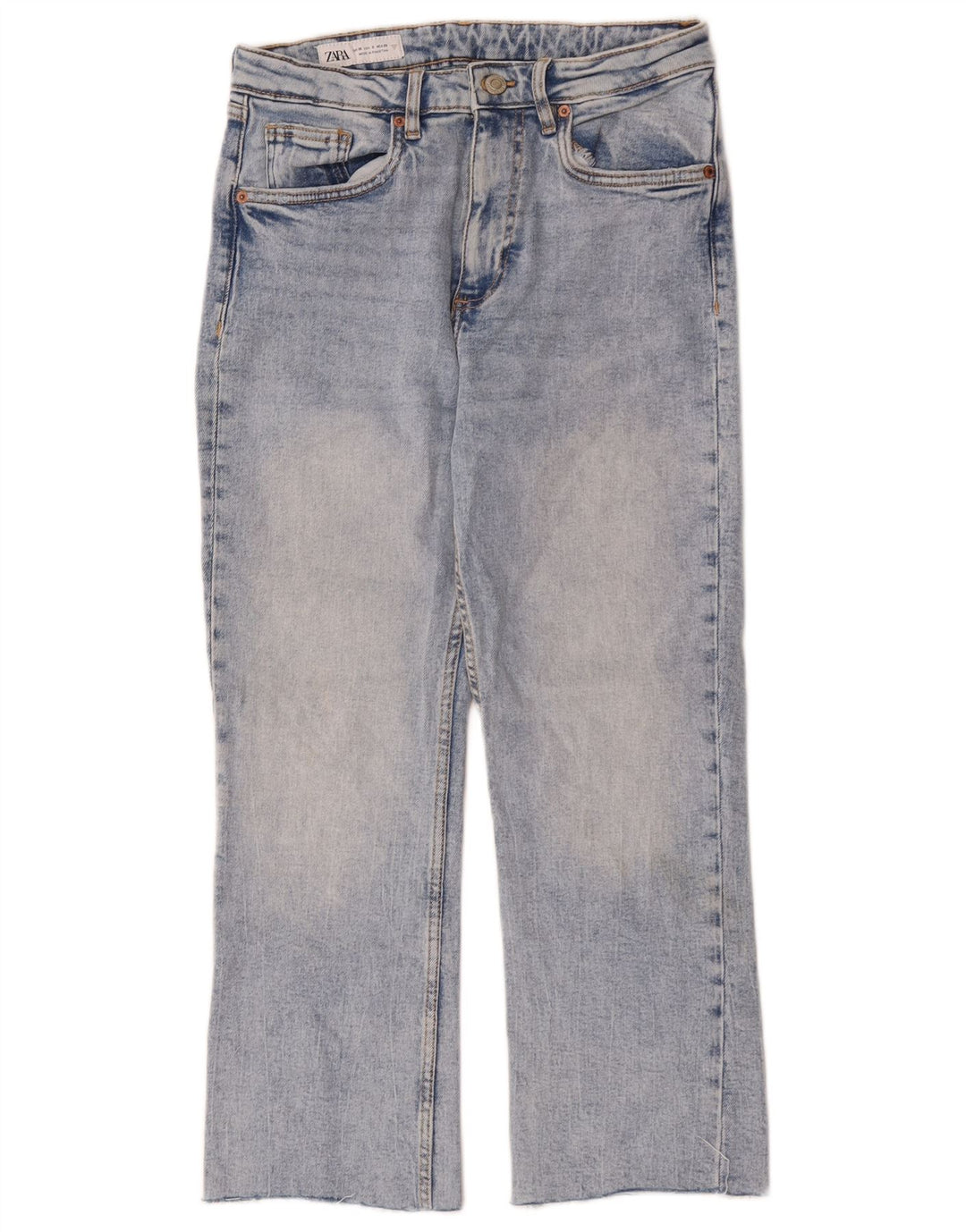Zara Womens Cropped Jeans EU 38 Small W28 L24 Blue Cotton