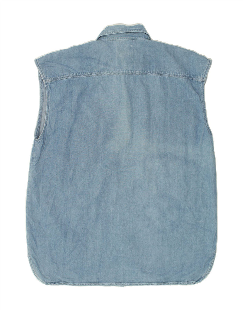 VINTAGE Mens Sleeveless Denim Shirt Large Blue | Vintage Vintage | Thrift | Second-Hand Vintage | Used Clothing | Messina Hembry 