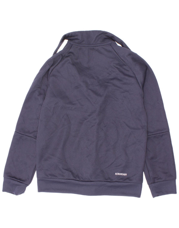 Adidas Boys Aeroready Tracksuit Top Jacket 7-8 Years Navy Blue Polyester
