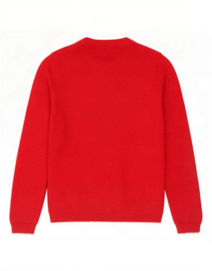 Desigual Womens Graphic Crew Neck Jumper Sweater UK 12 Medium Red Polyamide