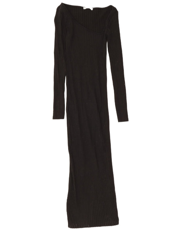 Zara Womens Bodycon Dress UK 8 Small Black Cotton