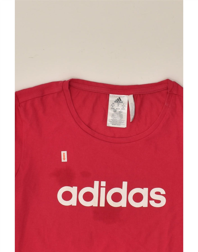 ADIDAS Womens Graphic T-Shirt Top UK 12/14 Medium Pink Cotton | Vintage Adidas | Thrift | Second-Hand Adidas | Used Clothing | Messina Hembry 