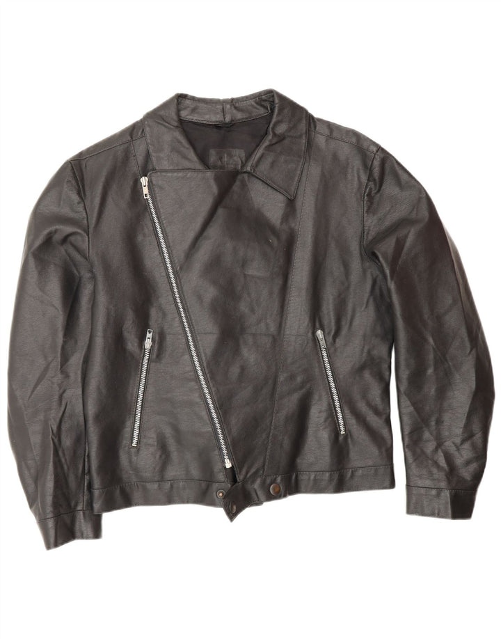 Vintage Mens Leather Biker Jacket UK 38 Medium Black