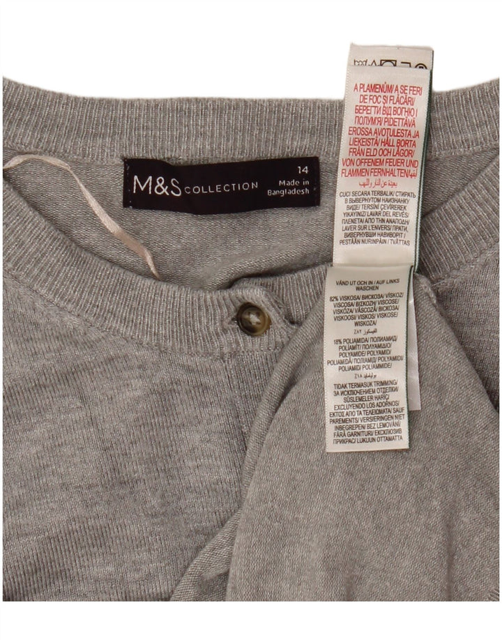MARKS & SPENCER Womens Crop Cardigan Sweater UK 14 Medium  Grey Viscose
