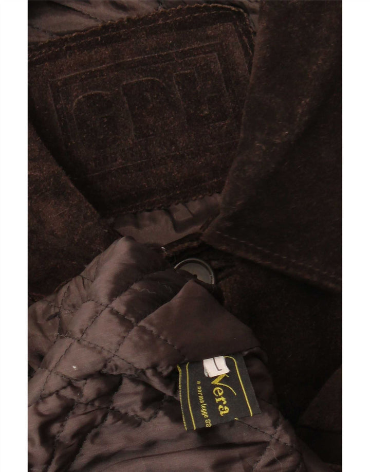 Vintage Mens Suede Windbreaker Coat UK 40 Large Brown Leather