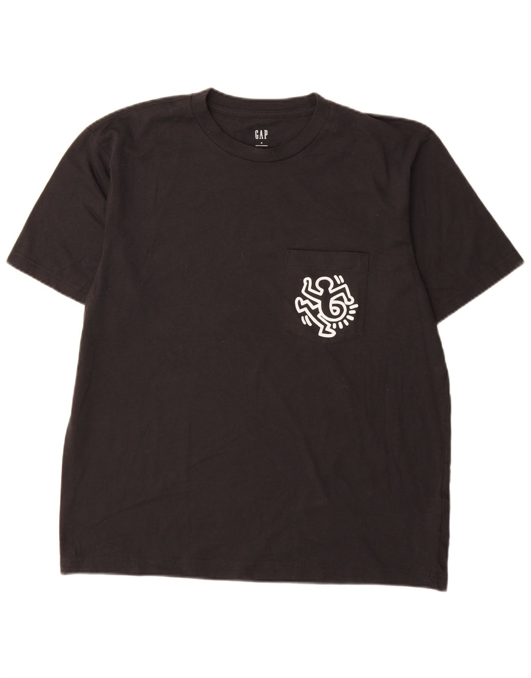 Gap Mens Graphic T-Shirt Top Medium Black Cotton