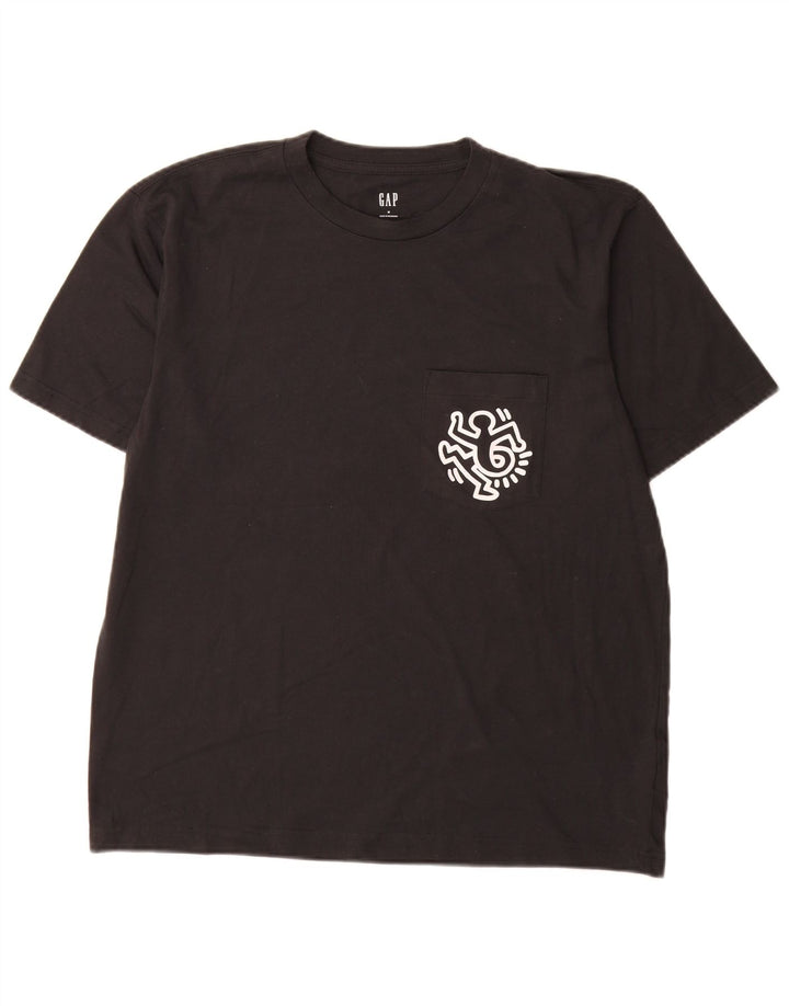 Gap Mens Graphic T-Shirt Top Medium Black Cotton