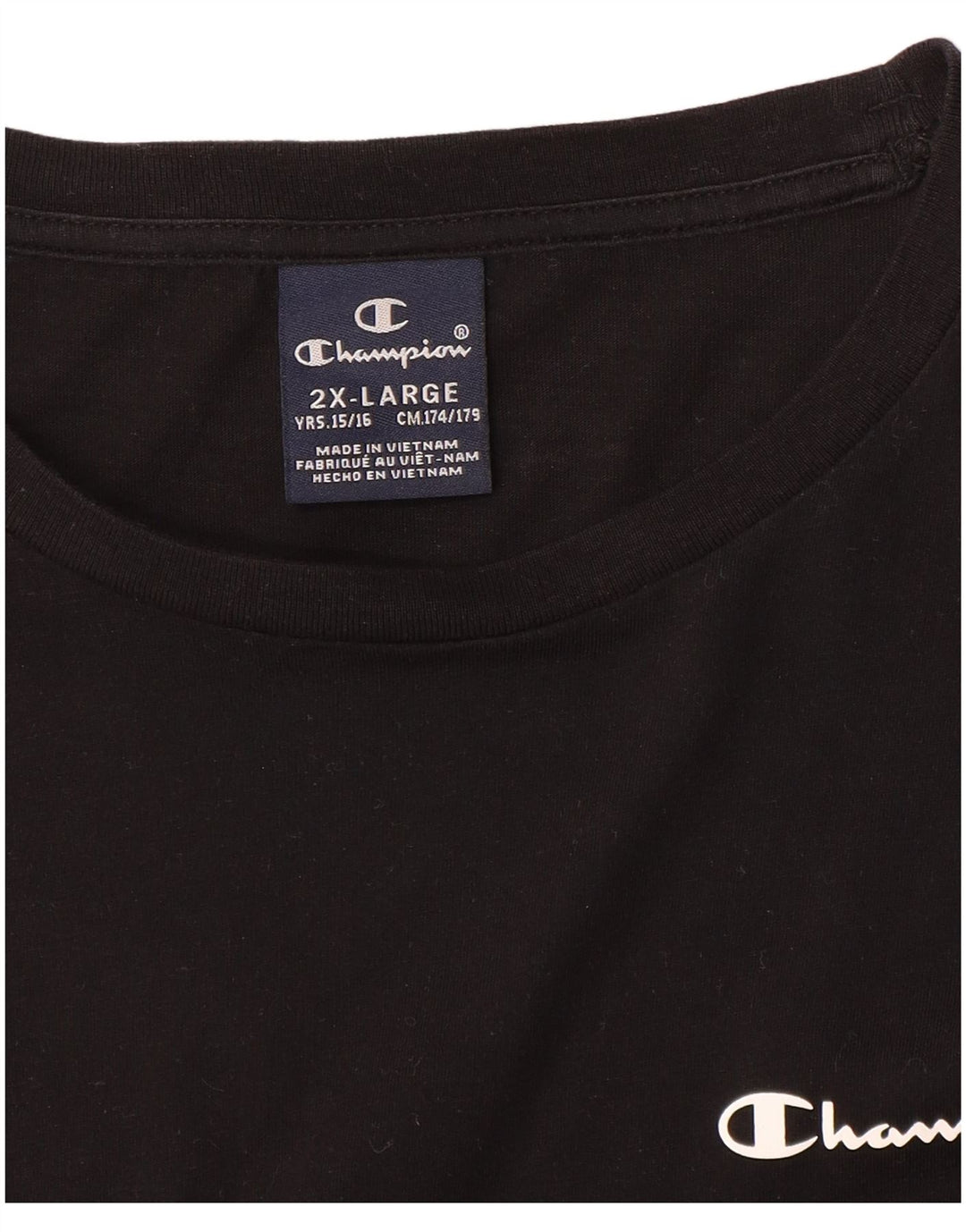 Champion Boys Graphic Top Long Sleeve 15-16 Years 2XL Black
