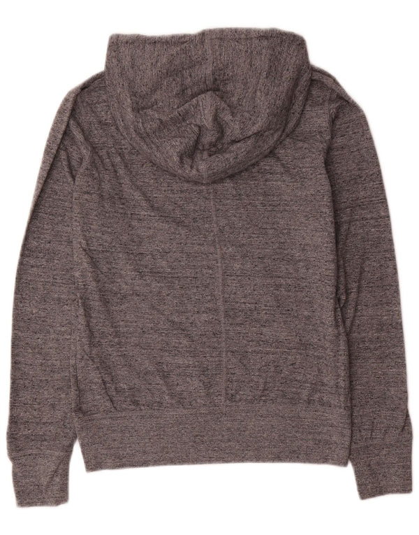 Nike Womens Graphic Hoodie Jumper UK 14 Medium Grey Flecked Cotton