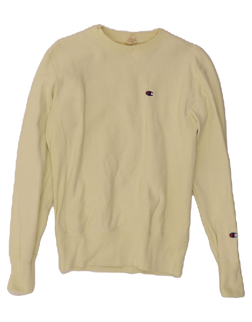 CHAMPION Womens Reverse Weave Sweatshirt Jumper UK 10 Small Yellow Cotton Vintage Champion and Second-Hand Champion from Messina Hembry 