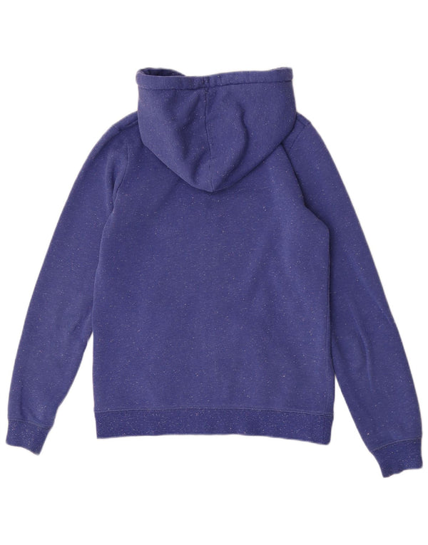 Animal Womens Zip Hoodie Sweater UK 8 Small Blue Flecked Cotton