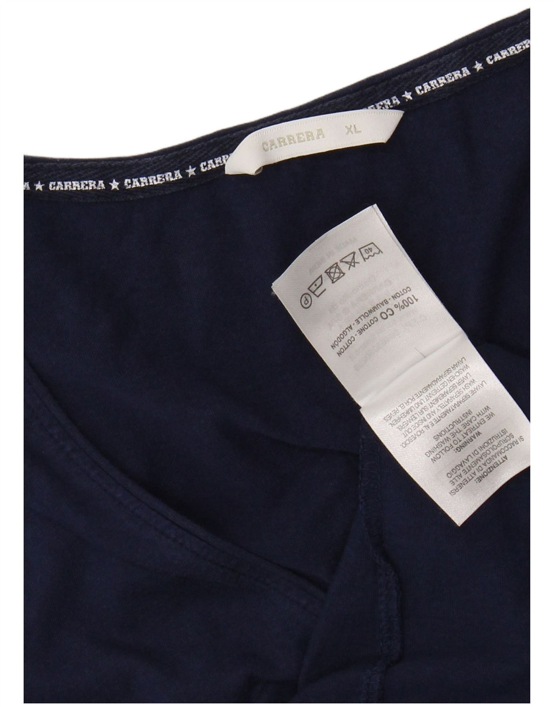 CARRERA Womens Graphic T-Shirt Top UK 18 XL Navy Blue Cotton