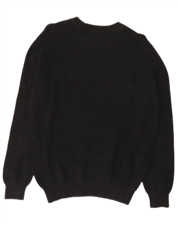 Zara Mens Boat Neck Jumper Sweater Small Black Cotton