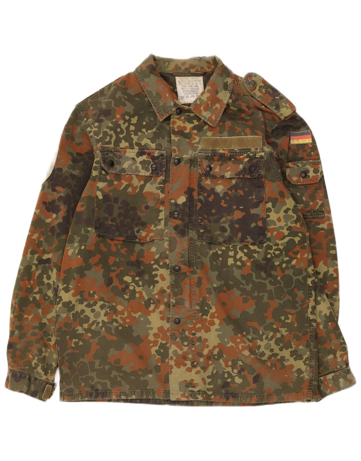 Vintage Mens Military Jacket UK 38 Medium Khaki Camouflage Cotton