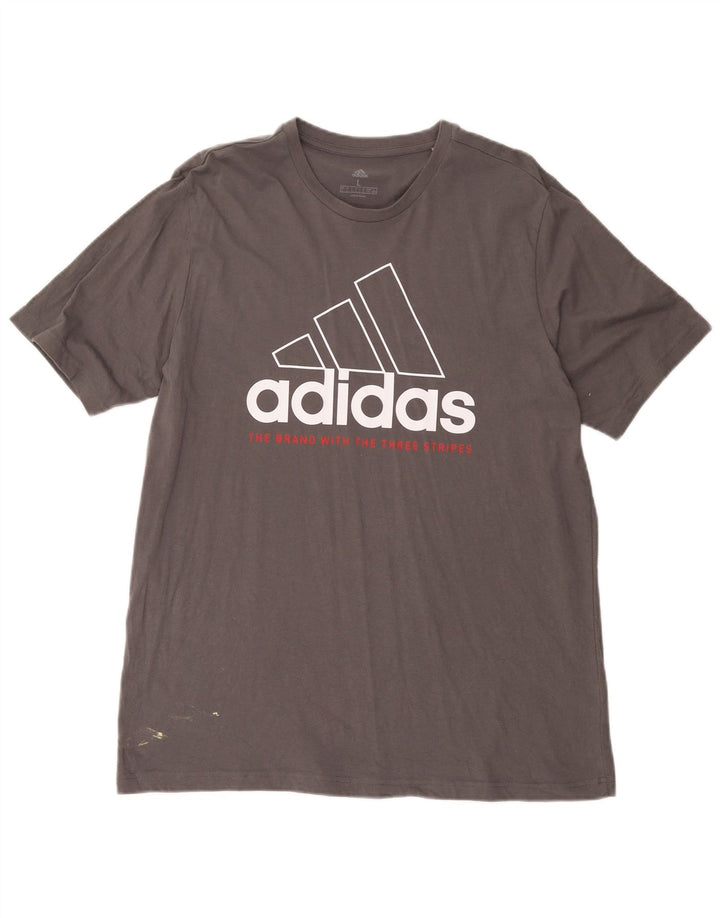 ADIDAS Mens Graphic T-Shirt Top Large Grey Cotton