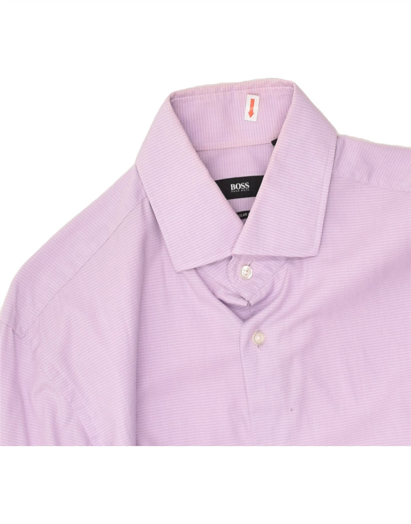 HUGO BOSS Mens Regular Fit Shirt Size 40 15 1/2 Medium Purple Striped | Vintage Hugo Boss | Thrift | Second-Hand Hugo Boss | Used Clothing | Messina Hembry 