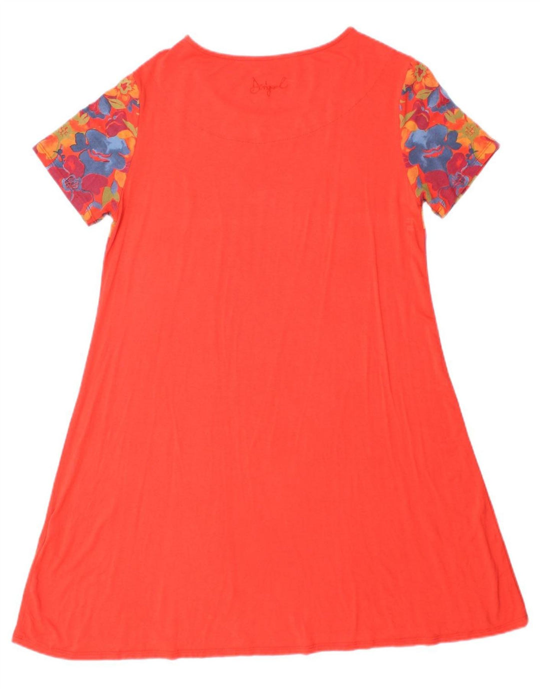 DESIGUAL Womens Basic Dress UK 14 Large Red Floral Cotton