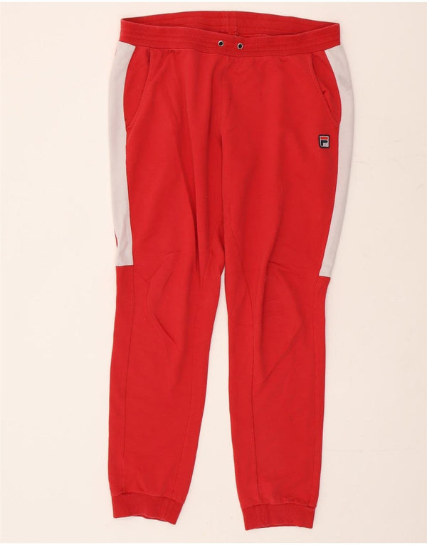 Fila Mens Tracksuit Trousers Joggers XL  Red Colourblock Cotton