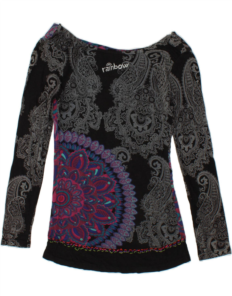 DESIGUAL Womens Blouse Top UK 8 Small Black Paisley Vintage Desigual and Second-Hand Desigual from Messina Hembry 