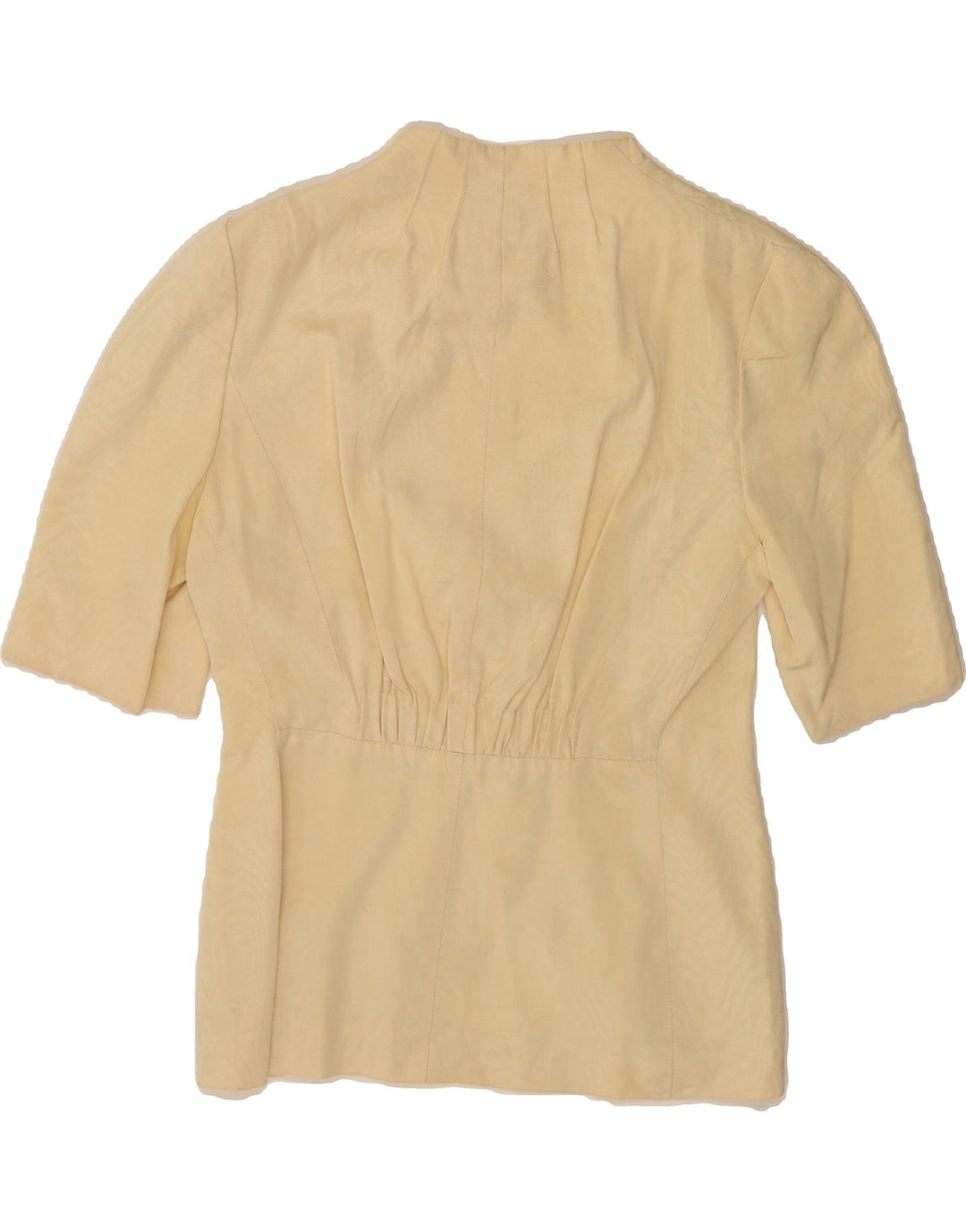 KRIZIA Womens Short Sleeve 3 Button Blazer Jacket IT 44 Medium Beige Vintage Krizia and Second-Hand Krizia from Messina Hembry 