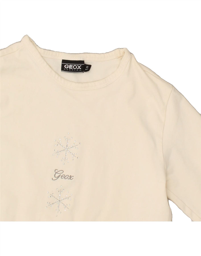 GEOX Girls Top Long Sleeve 9-10 Years Off White Cotton | Vintage Geox | Thrift | Second-Hand Geox | Used Clothing | Messina Hembry 