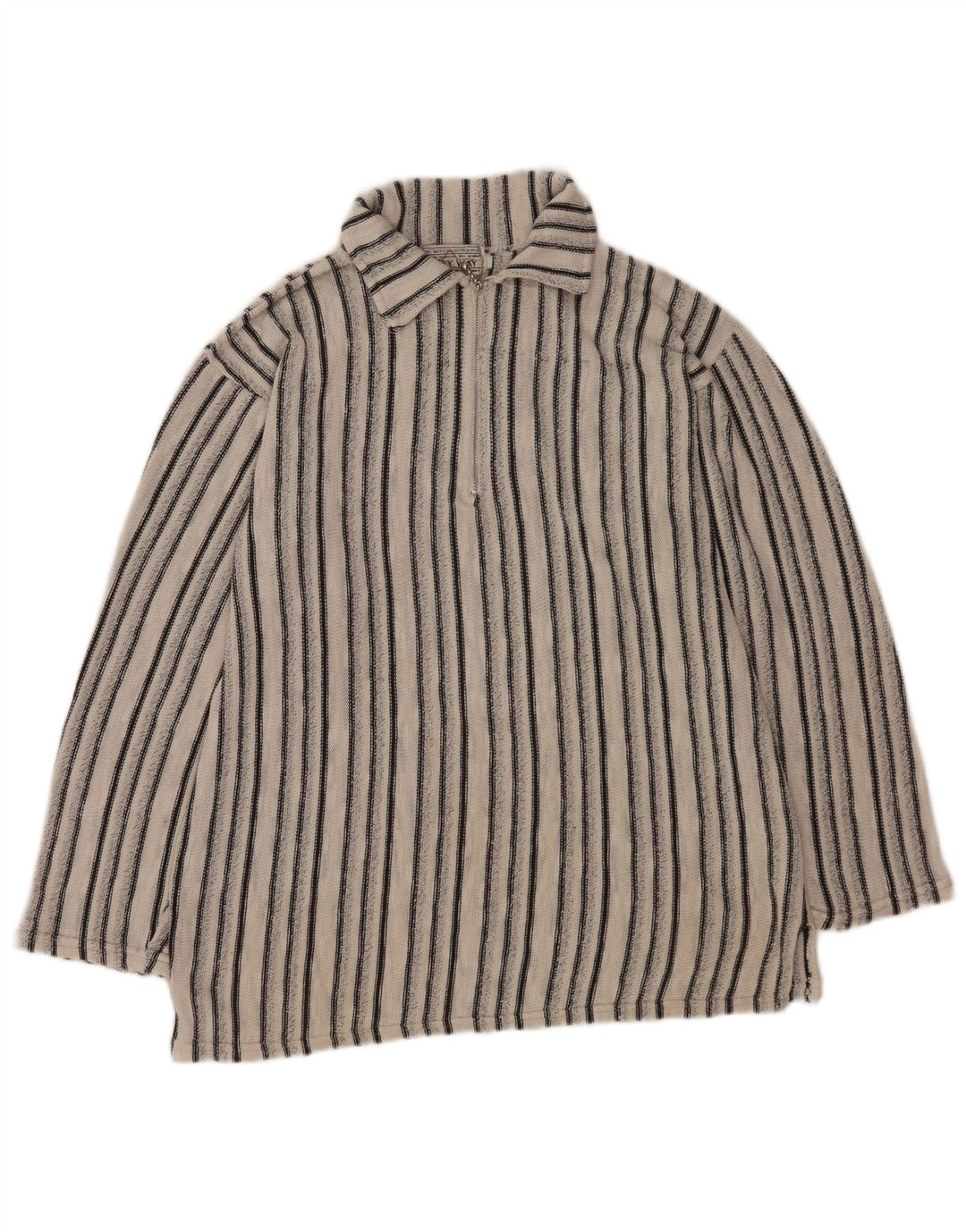 Vintage Mens Polo Neck Jumper Sweater Medium White Striped