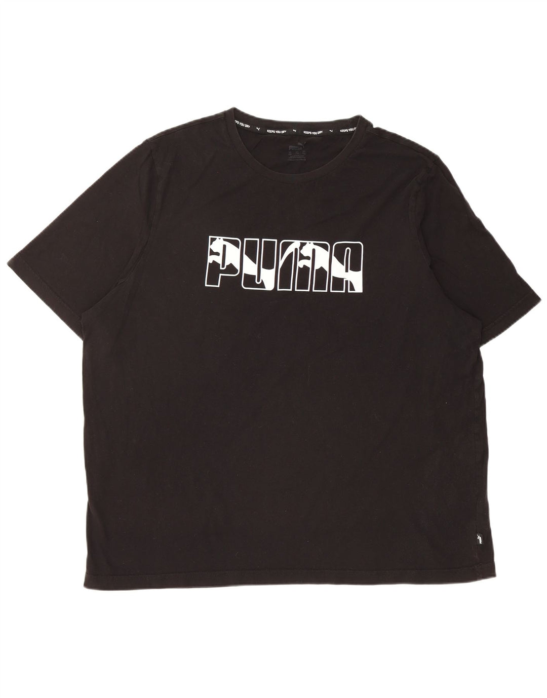 PUMA Mens Graphic T-Shirt Top 2XL Black Cotton