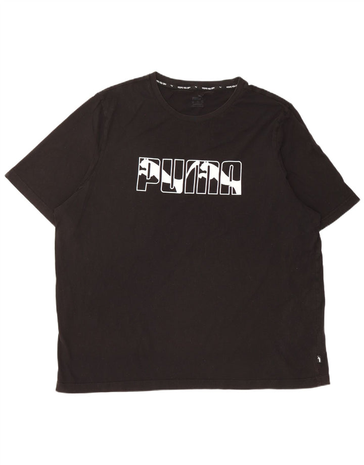 PUMA Mens Graphic T-Shirt Top 2XL Black Cotton