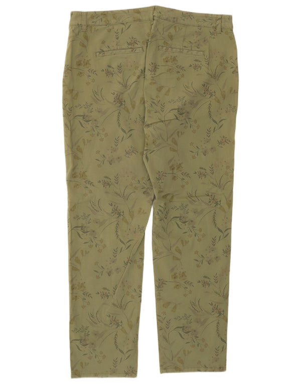 Marks & Spencer Womens Chino Trousers UK 16 Large W34 L27 Khaki Floral