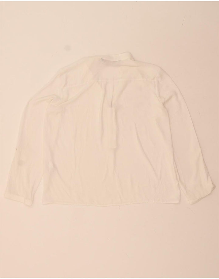 ZARA Womens Long Sleeve Blouse Top UK 14 Medium White Polyester Vintage Zara and Second-Hand Zara from Messina Hembry 