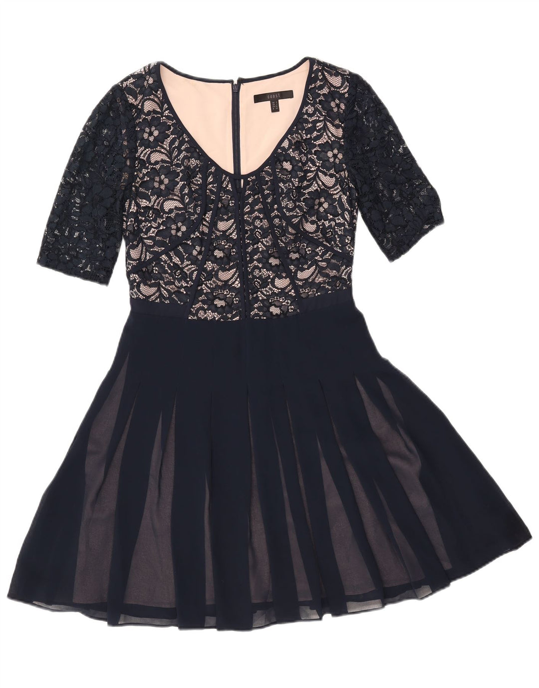 Coast Womens Lace A-Line Dress UK 8 Small Navy Blue Polyamide