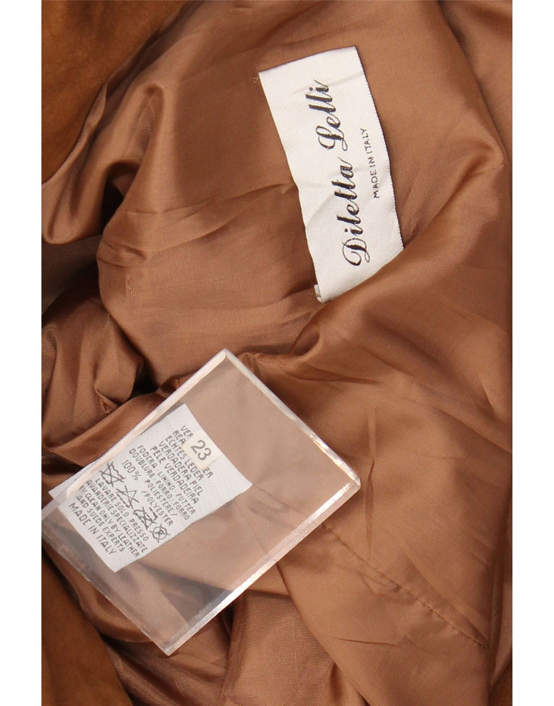 Diletta Lelli Womens Suede Overcoat UK 20 2XL Brown Leather