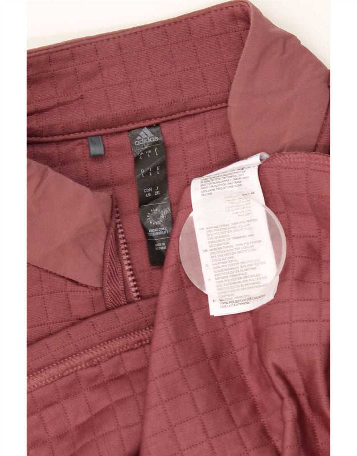 Adidas Mens Zip Neck Pullover Tracksuit Top Large Burgundy Polyester